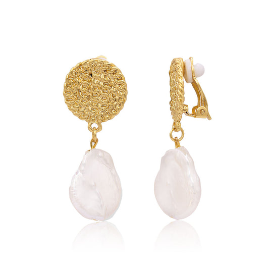 E71645 white pearl - clip on Boucles D'oreilles - Karine Sultan