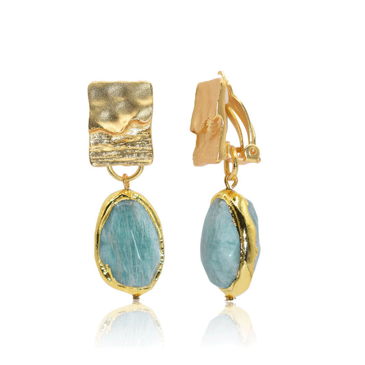 E76514 CLIP ON - Amazonite Boucles D'oreilles - Karine Sultan